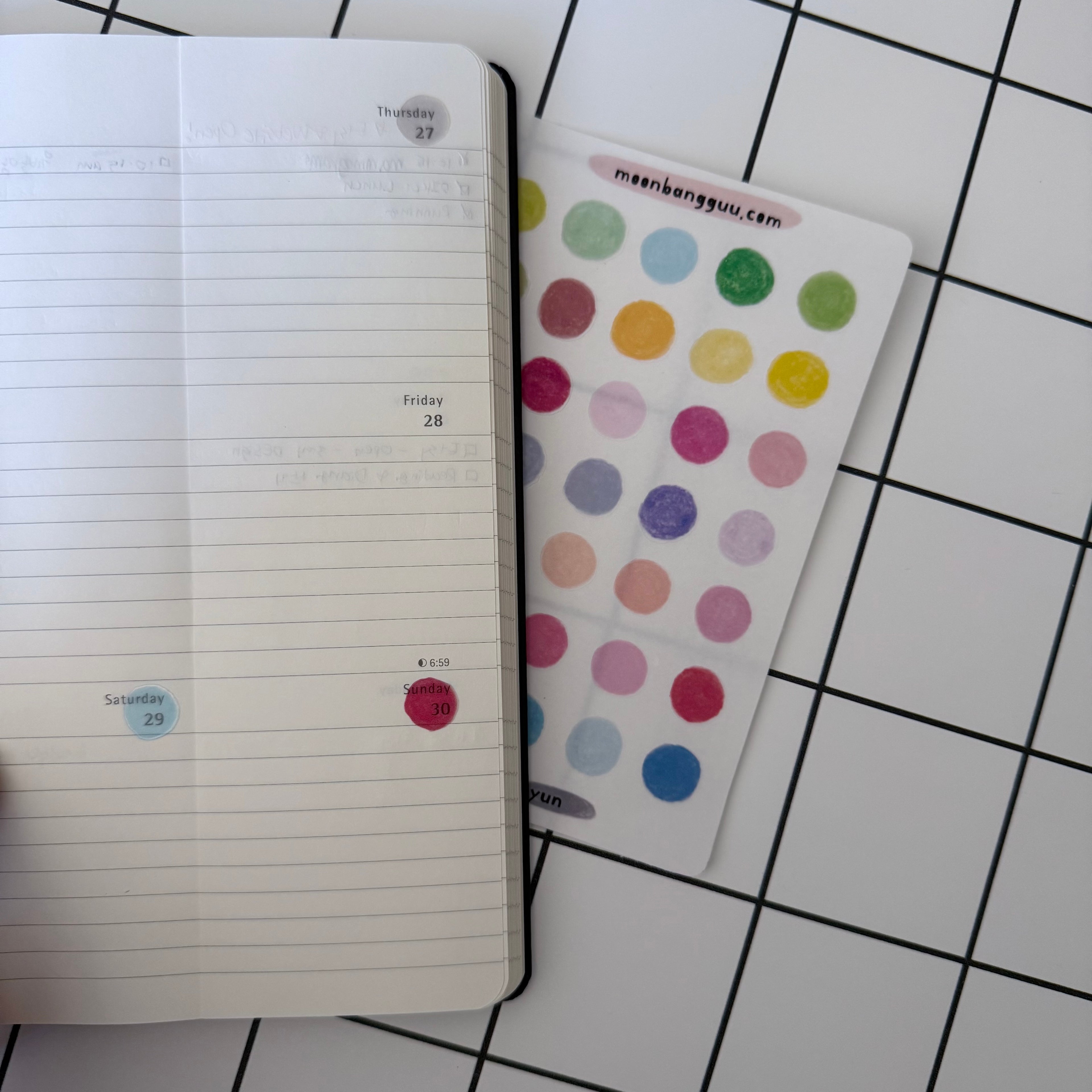 Hand Drawn Large Dot Sticker for Planner, Multicolor, Semi Clear